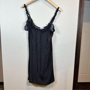 Elodie V-Neck Ruffle Strap Black Floral Cherry Print Mini Dress Spring Summer